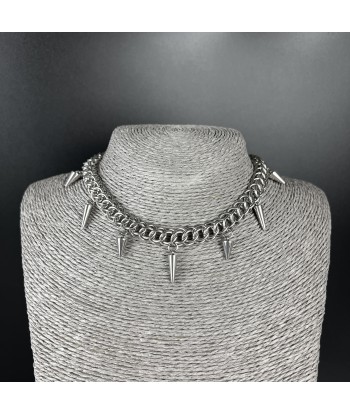 Half Persian chainmail choker with spikes, stainless steel gothic necklace ouvre sa boutique