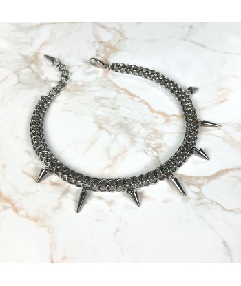 Half Persian chainmail choker with spikes, stainless steel gothic necklace ouvre sa boutique