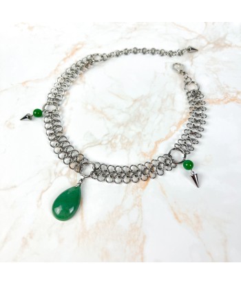 Aventurine European chainmail teardrop pendant necklace sélection de produits