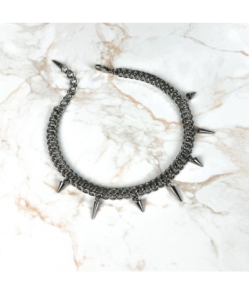 Half Persian chainmail choker with spikes, stainless steel gothic necklace ouvre sa boutique