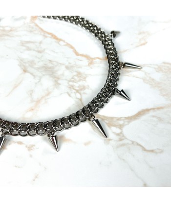 Half Persian chainmail choker with spikes, stainless steel gothic necklace ouvre sa boutique