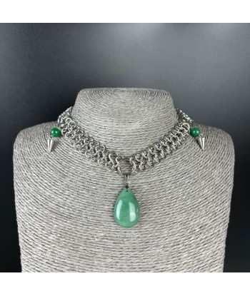 Aventurine European chainmail teardrop pendant necklace sélection de produits