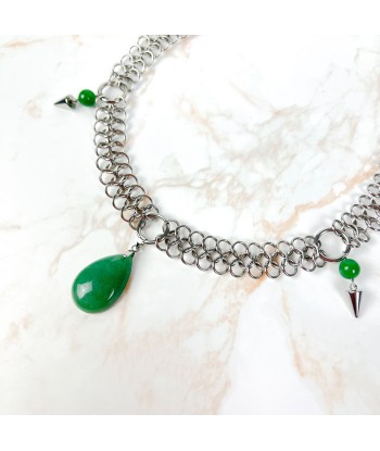 Aventurine European chainmail teardrop pendant necklace sélection de produits