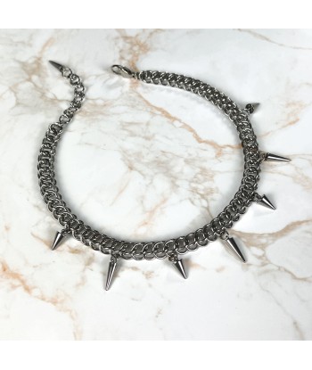 Half Persian chainmail choker with spikes, stainless steel gothic necklace ouvre sa boutique