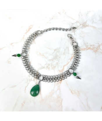 Aventurine European chainmail teardrop pendant necklace sélection de produits