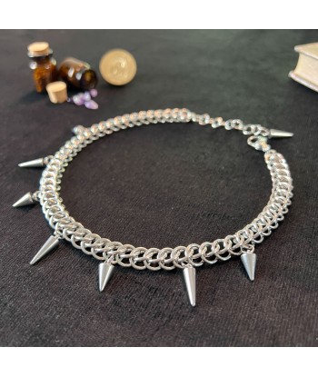 Half Persian chainmail choker with spikes, stainless steel gothic necklace ouvre sa boutique