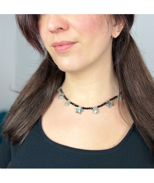 Collier étoiles et gouttes labradorite, onyx et fée cosmique acier inoxydable vente chaude votre 