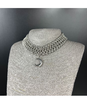 Collier ras du cou en cotte de mailles croissant de lune collier européen 4 en 1 en acier inoxydable sur le site 