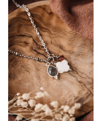 Collier Gri-Gri Labradorite, Grenat et Trèfle - Chance 50-70% off 