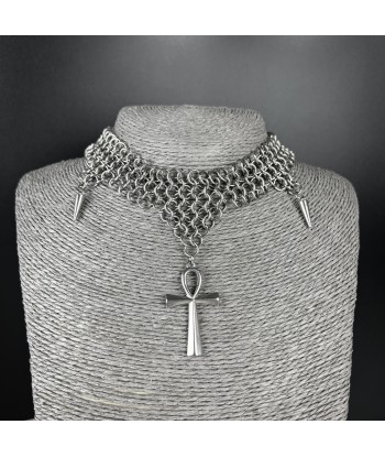 Collier ras de cou en cotte de mailles Ankh collier européen 4 en 1 en acier inoxydable la colonne vertébrale