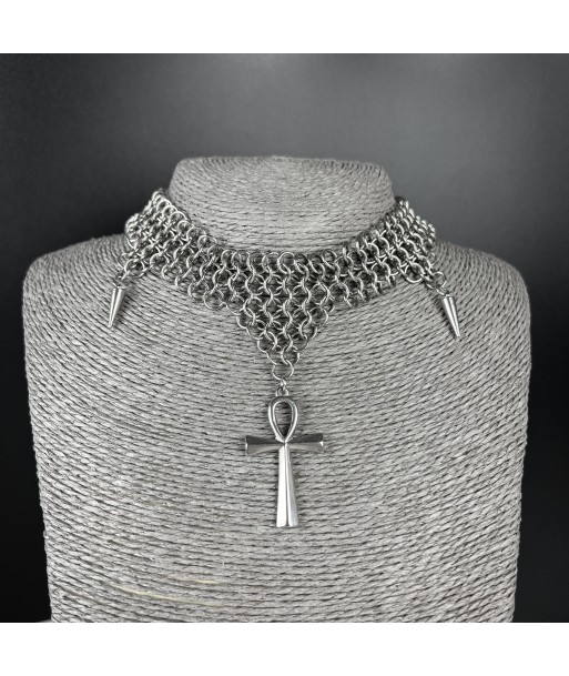 Collier ras de cou en cotte de mailles Ankh collier européen 4 en 1 en acier inoxydable la colonne vertébrale