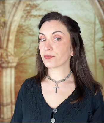 Tour de cou demi-persan en cotte de mailles avec pendentif Ankh, croix égyptienne, collier en acier inoxydable une grave pollution 