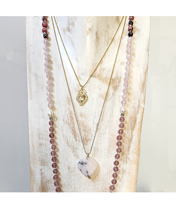 Collier Coeur en Opale Rose Les êtres humains sont 