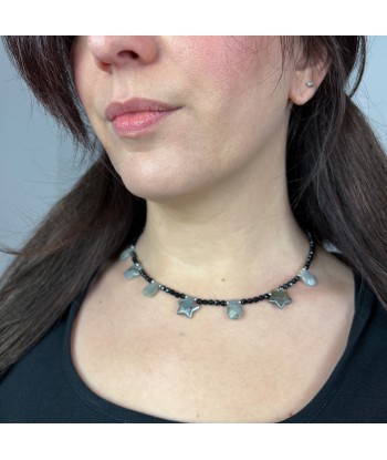 Labradorite stars and drops, onyx and stainless steel cosmic fairy necklace Faites des économies