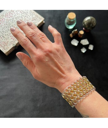 Chainmail bracelet European 4 in 1 stainless steel and 18k gold plated cuff Les êtres humains sont 