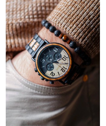 Montre en Bois Homme à Quartz - Figuier de pas cher