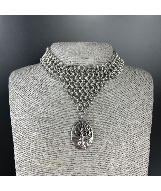 Tree pendant chainmail choker European 4 in 1 stainless steel necklace hantent personnes