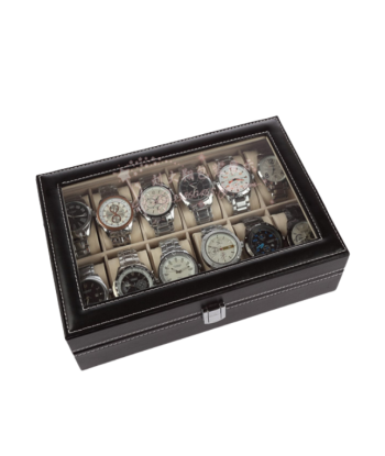 Coffret 12 montres  en cuir les ctes