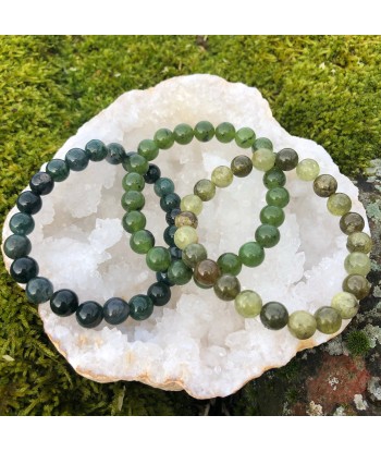 Bracelets Trio de Vert : AGATE MOUSSE, JADE NÉPHRITE et GRENAT VERT acheter en ligne