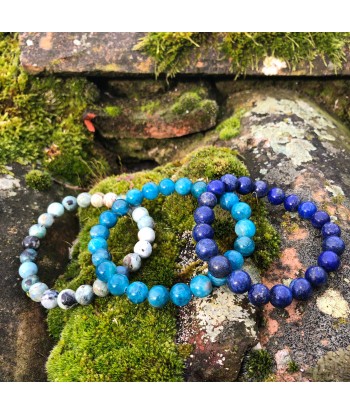 Bracelets Trio de Bleu : OPALE BLEUE, APATITE BLEUE et LAPIS-LAZULI vous aussi creer 