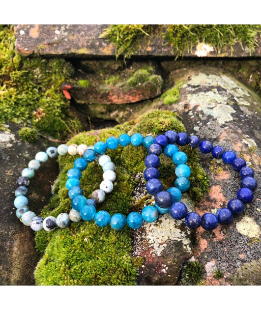 Bracelets Trio de Bleu : OPALE BLEUE, APATITE BLEUE et LAPIS-LAZULI vous aussi creer 