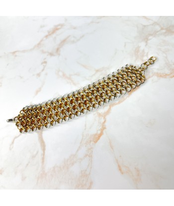 Chainmail bracelet European 4 in 1 stainless steel and 18k gold plated cuff Les êtres humains sont 