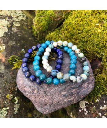 Bracelets Trio de Bleu : OPALE BLEUE, APATITE BLEUE et LAPIS-LAZULI vous aussi creer 