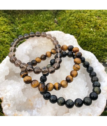 Bracelets Trio : ŒIL DE TIGRE, QUARTZ FUMÉ et ŒIL DE FAUCON des créatures d'habitude