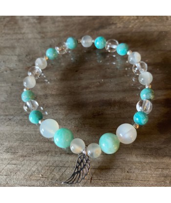 Parure Argent 925 : créoles Amazonite et Pierre de Lune , et Bracelet ANGEL Le MVP de beaucoup