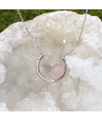 Collier Argent 925, Quartz Rose et Zirconium outlet