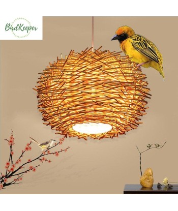 LAMPE OISEAUX - NID EN BOIS pas cheres