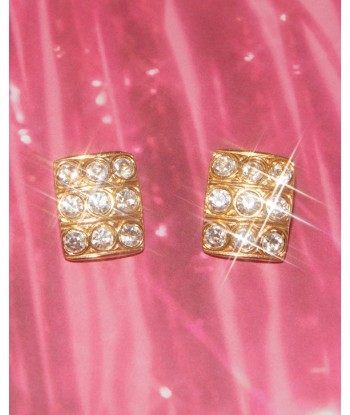 Boucles d'oreilles rectangulaires strass en stock