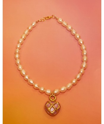 Collier en perles et pendentif cœur pas cher chine