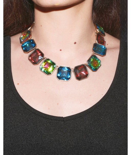 Collier strass multicolores soldes