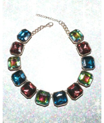 Collier strass multicolores soldes