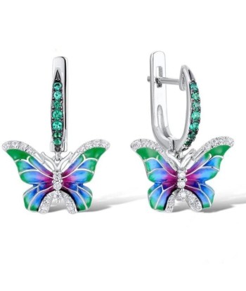 Boucles d'Oreilles Papillon  Fleur Tropicale (Argent) Les magasins à Paris et en Île-de-France