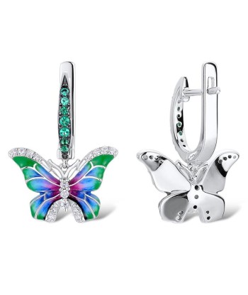 Boucles d'Oreilles Papillon  Fleur Tropicale (Argent) Les magasins à Paris et en Île-de-France