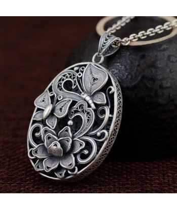 Pendentif pour Collier Papillon  Fleur de Lotus (Argent) Venez acheter