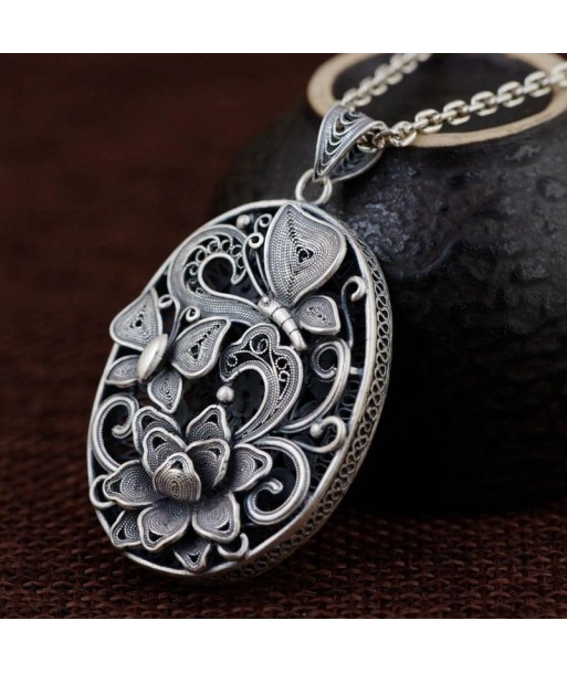 Pendentif pour Collier Papillon  Fleur de Lotus (Argent) Venez acheter