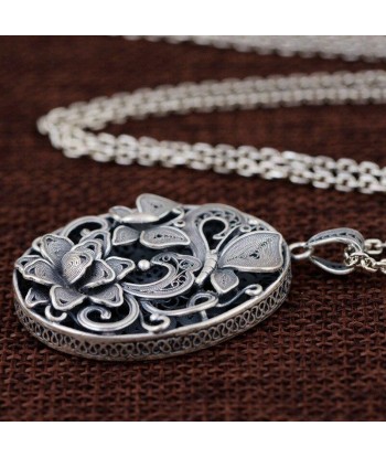 Pendentif pour Collier Papillon  Fleur de Lotus (Argent) Venez acheter