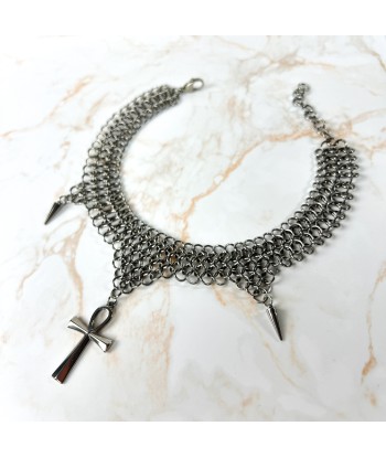 Ankh chainmail choker European 4 in 1 stainless steel necklace Toutes les collections ici