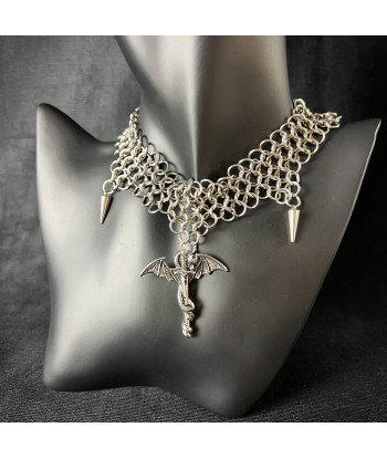 Dragon sword chainmail choker European 4 in 1 stainless steel necklace l'évolution des habitudes 