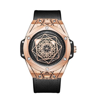 Originale Jungenuhr mit braunem Lederarmband und roségoldenem Gehäuse soldes