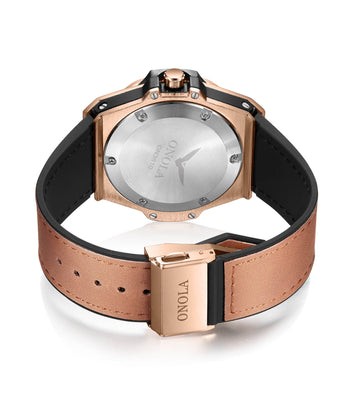 Originale Jungenuhr mit braunem Lederarmband und roségoldenem Gehäuse soldes