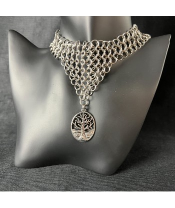 Tree pendant chainmail choker European 4 in 1 stainless steel necklace hantent personnes